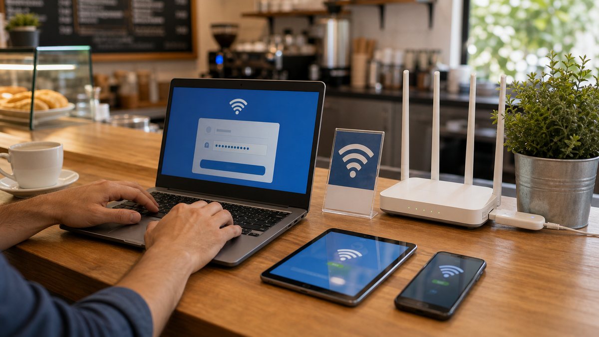 Ноутбук создает гостевую Wi-Fi сеть для смартфона и планшета в кафе
